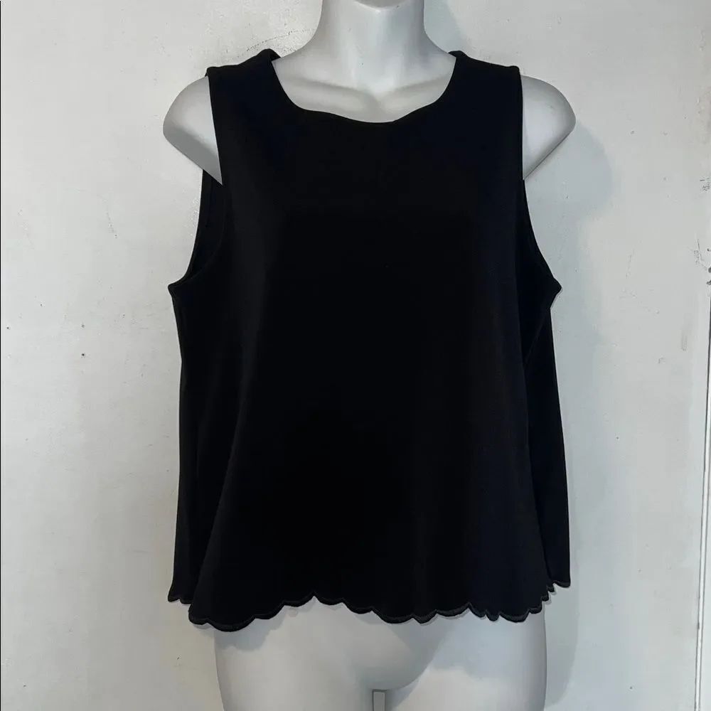 ANN TAYLOR Black Scalloped Hem Sleeveless Top-M